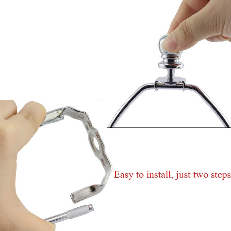 DZS Elec 1-Pack 10inch Lamp Shade Harp Holder DIY Lighting Accessories Horn Frame Lampshade Bracket for Table/Floor Light Fitting (Silver) - Image 5